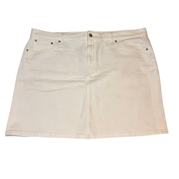 J.Crew Factory White Denim A-Line Mini Skirt 18 NWT High Rise Stretch - Picture 2 of 6